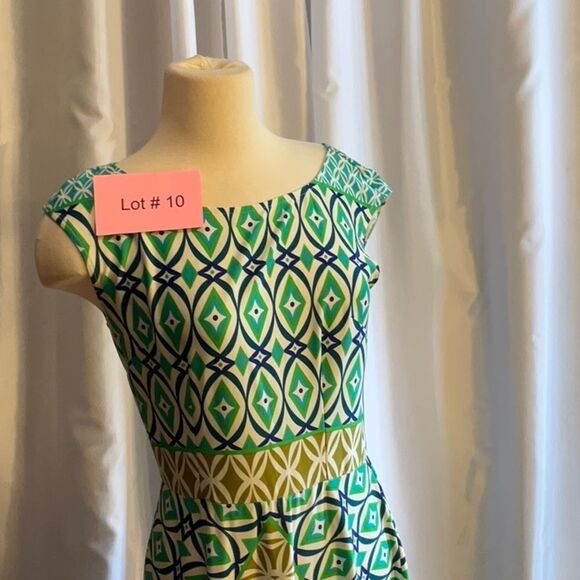 NWOT LONDON TIMES size 4 dress in geo pattern multicolored - Picture 4 of 10